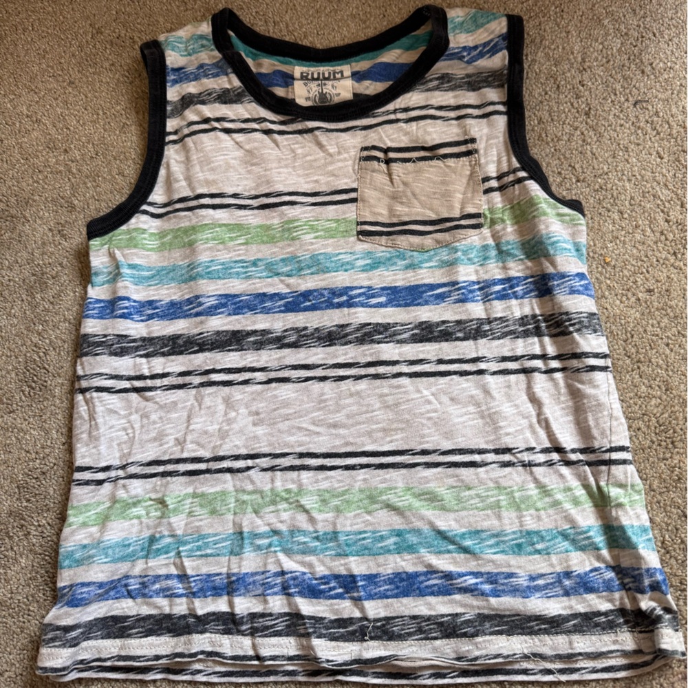 Born Boys Striped Tank Top in Blue, Green, Black, Cream
